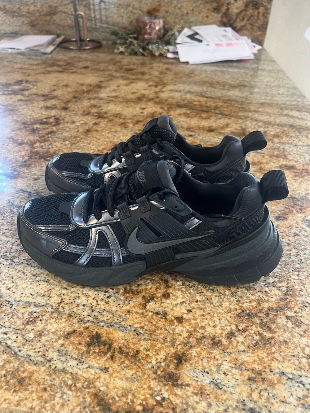 Nike All-Black Mesh & Leather Athletic Sneakers